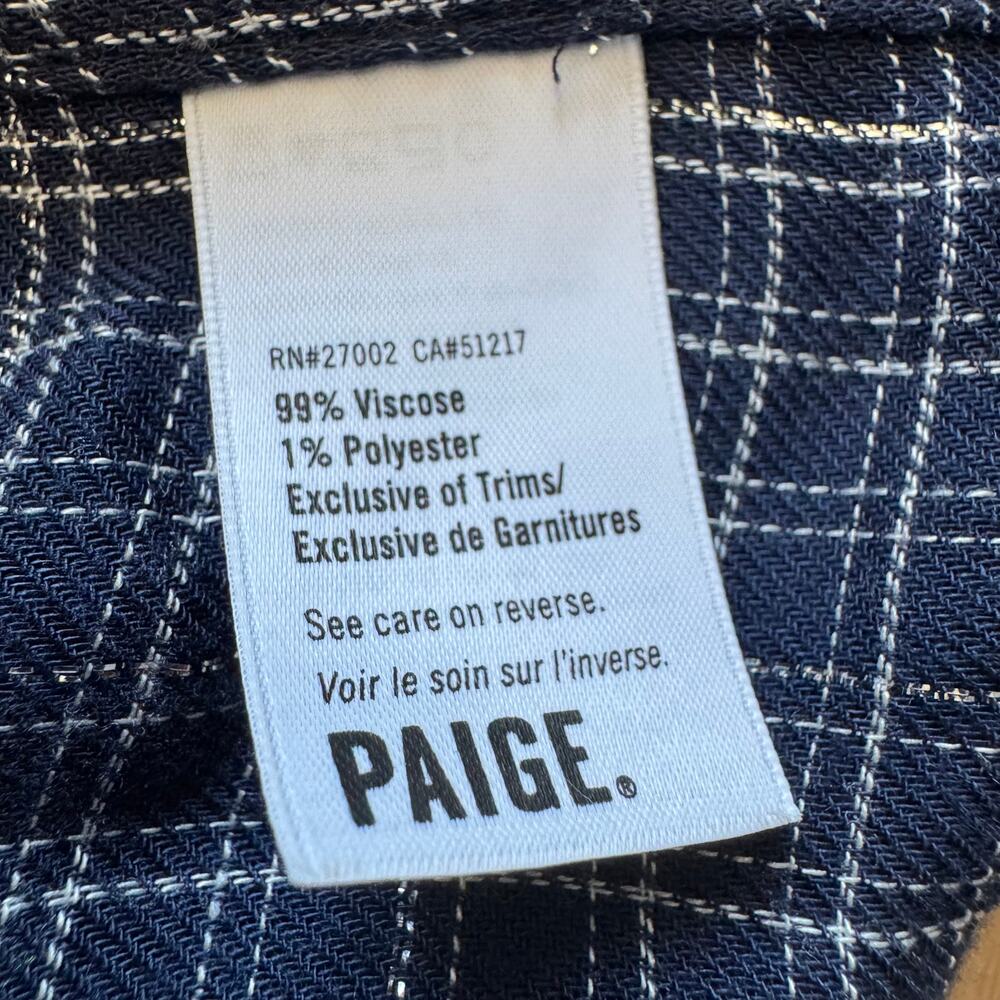 PAIGE Calissa Navy Plaid Flannel Peacoat Gunmetal Jimmy Check Top Medium - Picture 11 of 12